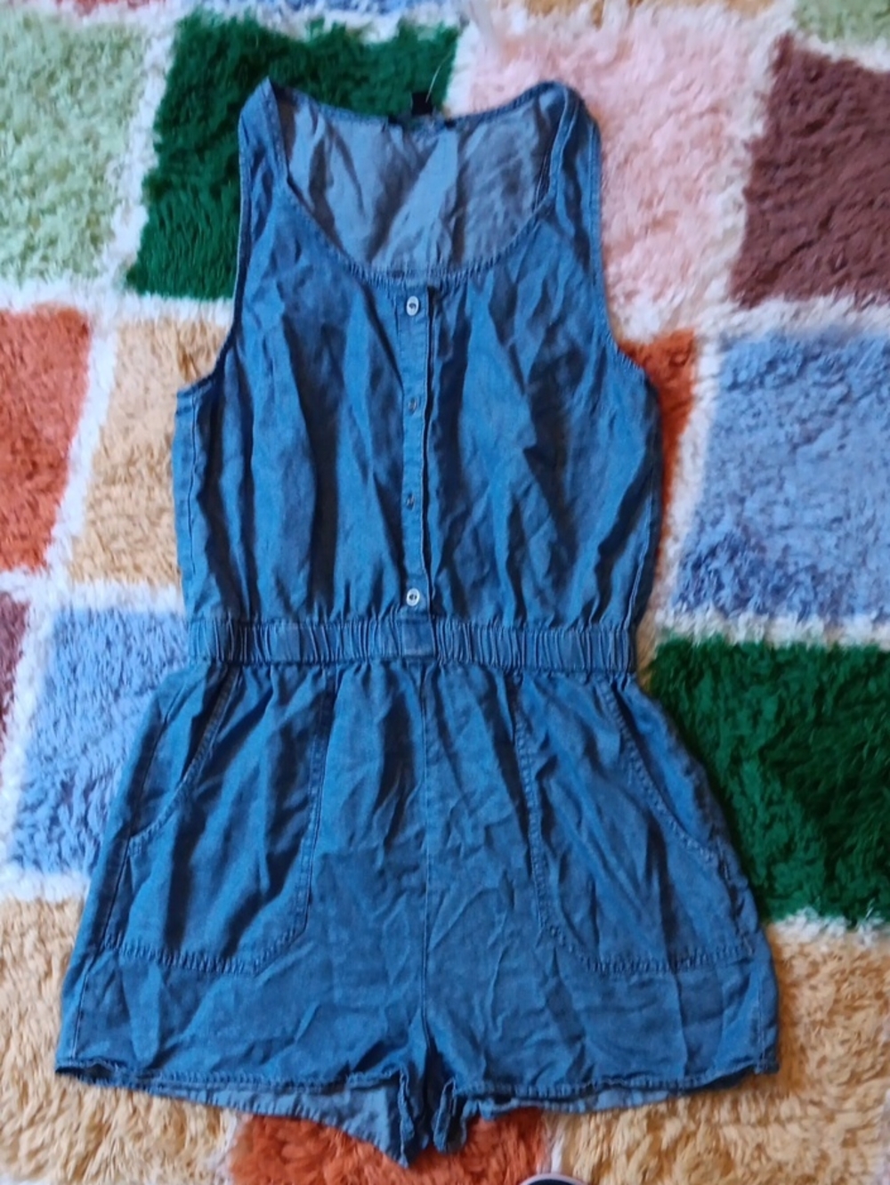 🎆Blue Chambray Sleeveless Romper